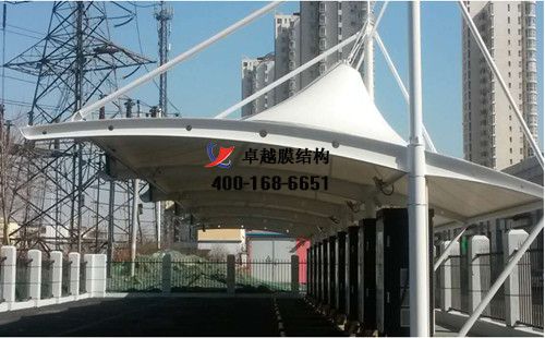 荊州膜結構充電站樁車棚【荊州市公共交通總公司等】工程設計施工案例